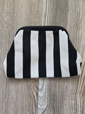 Black and White Striped Cosmetic Pouch